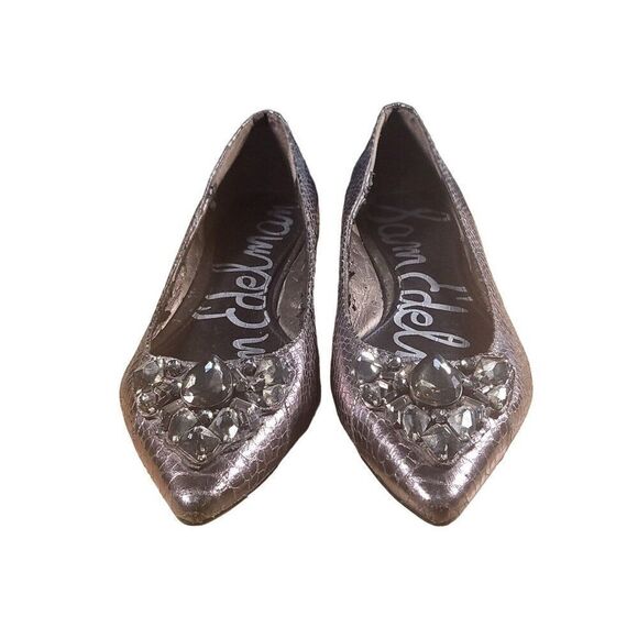 Sam Edelman Icelynn Flats‎ Women Sz 8 M Rhinestone Animal Print Pointed Toe - Picture 3 of 9